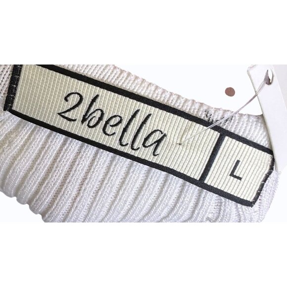 NWT 2Bella Cropped Ribbed Stretch Long Sleeve Top Snap Front L White Y2K Style - Picture 7 of 11